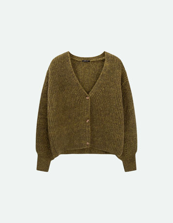 THOM - Cardigan réversible kaki tricot-4