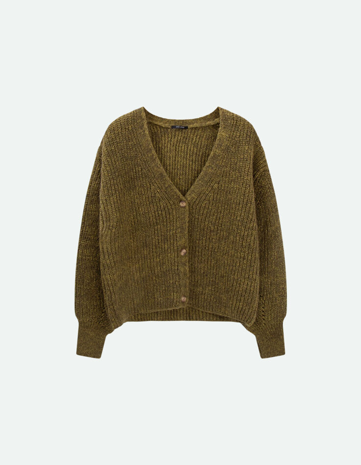 THOM - Cardigan réversible kaki tricot-4