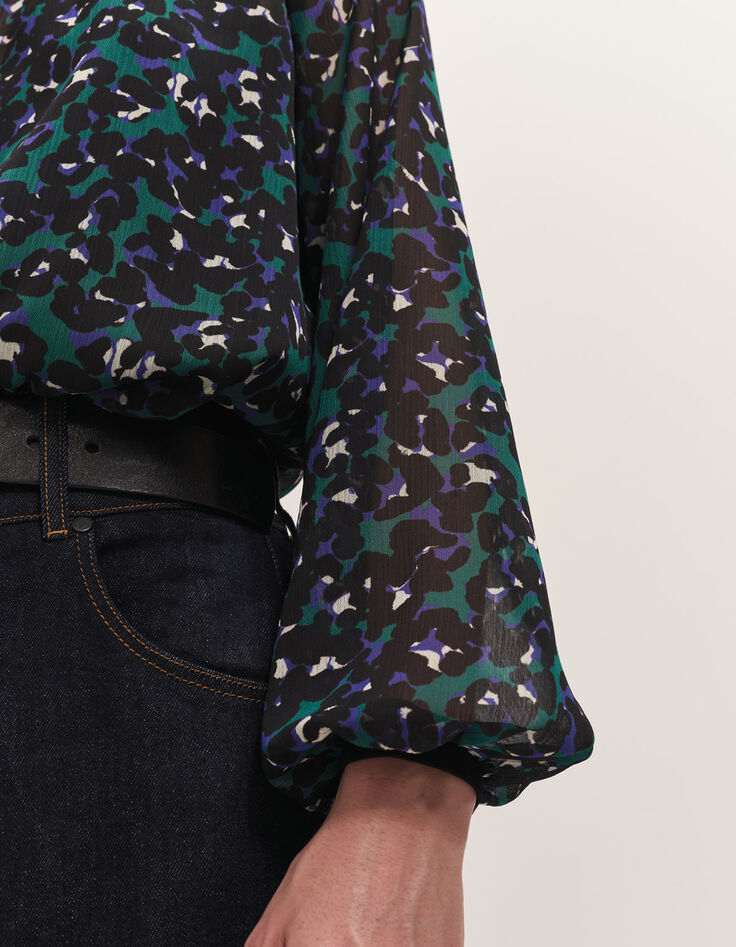 CAXIE - Blouse evergreen &agrave; imprim&eacute; tachiste-4