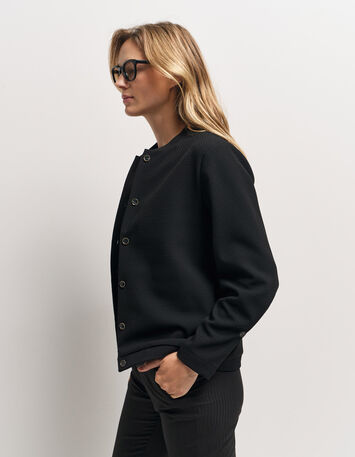 MORTON - Cardigan noir maille fantaisie forme bomber-8