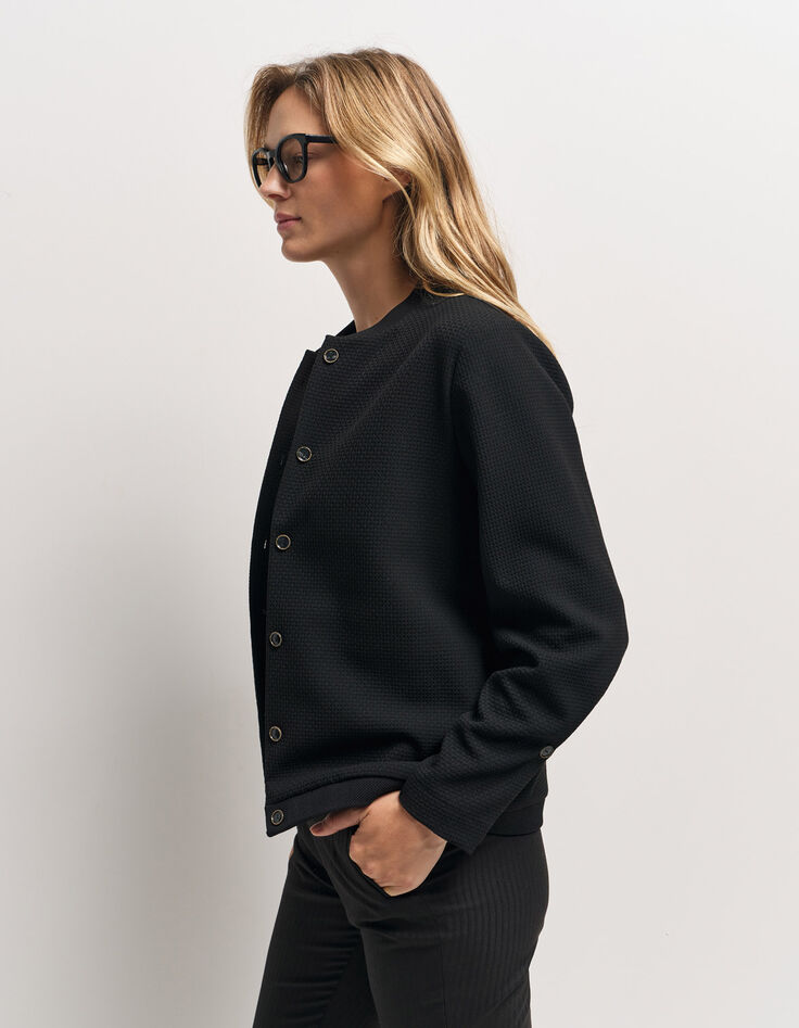 MORTON - Cardigan noir maille fantaisie forme bomber-8