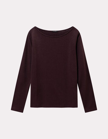 MAFALDINA - T-shirt marron fines rayures pailletées-1
