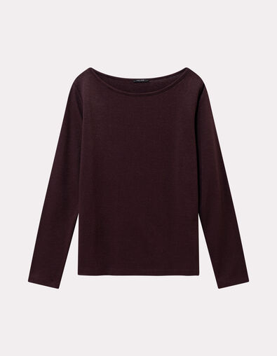 MAFALDINA - T-shirt marron fines rayures pailletées - One Step