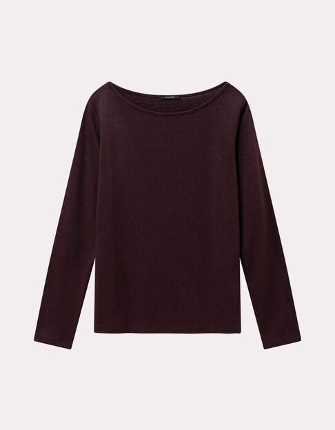 MAFALDINA - T-shirt marron fines rayures pailletées - One Step