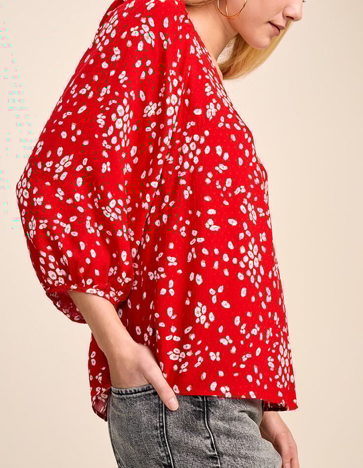 CHAPMAN - Blouse cerise à imprimé fleurs abstraites-5