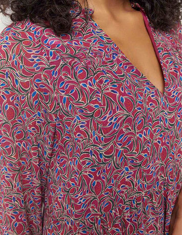 RISOTA - Robe fuchsia à imprimé feuillage romantique-4