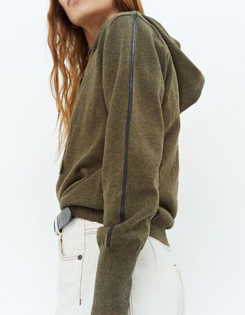TARA - Cardigan kaki zippé à capuche-2