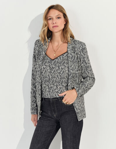 VINCE - Blazer noir à imprimé néo cachemire - One Step