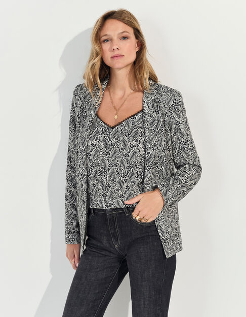 VINCE - Blazer noir à imprimé néo cachemire - One Step