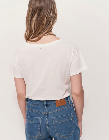 MAURO - T-shirt blanc coton bio visuel arty floral-3