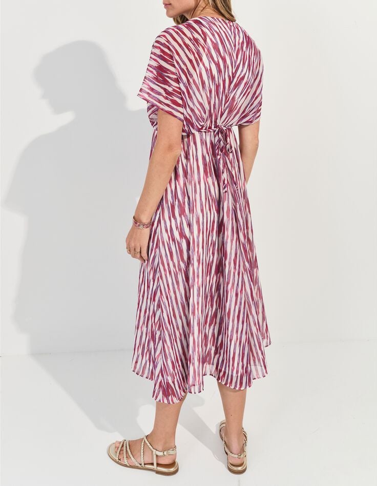 ROSARIO - Robe violette polyester recycl&eacute; rayures floues -3