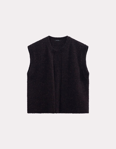 TESSA - Cardigan marron tricot bouclette sans manches - One Step