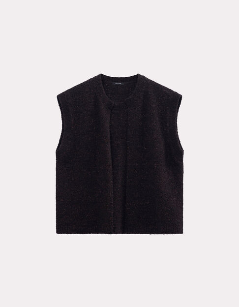 TESSA - Cardigan marron tricot bouclette sans manches - One Step