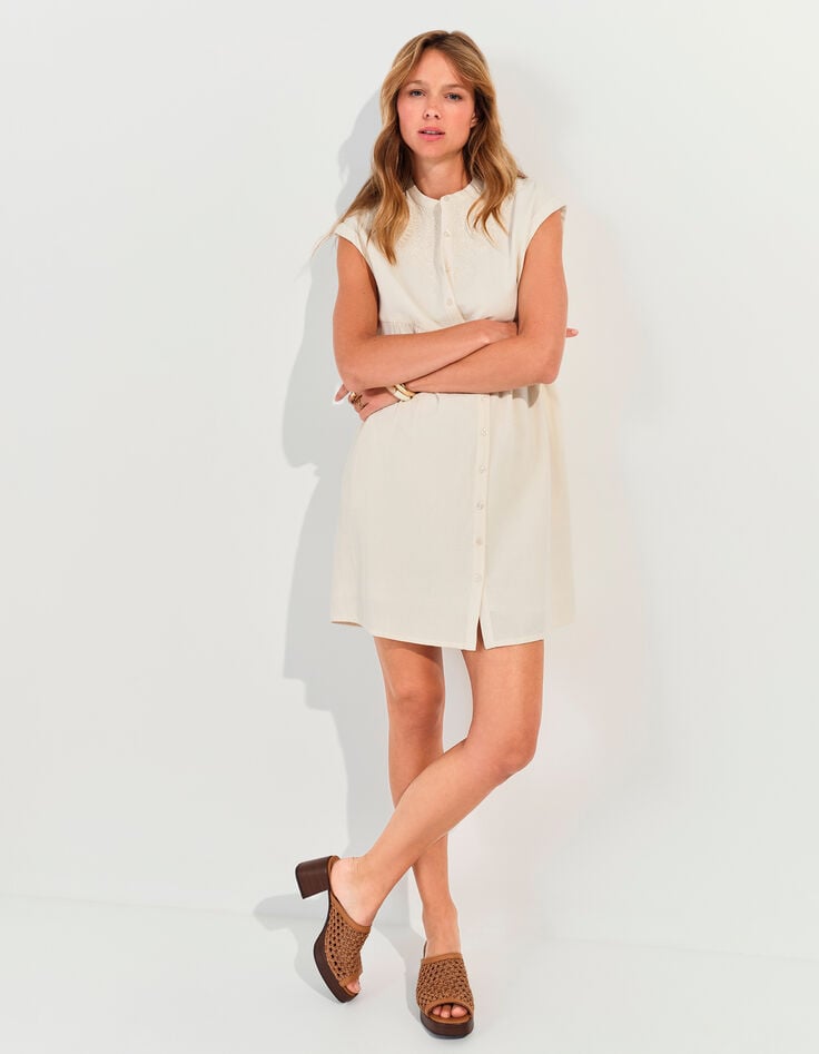 RONDONIA - Robe blanche avec broderies placées -1