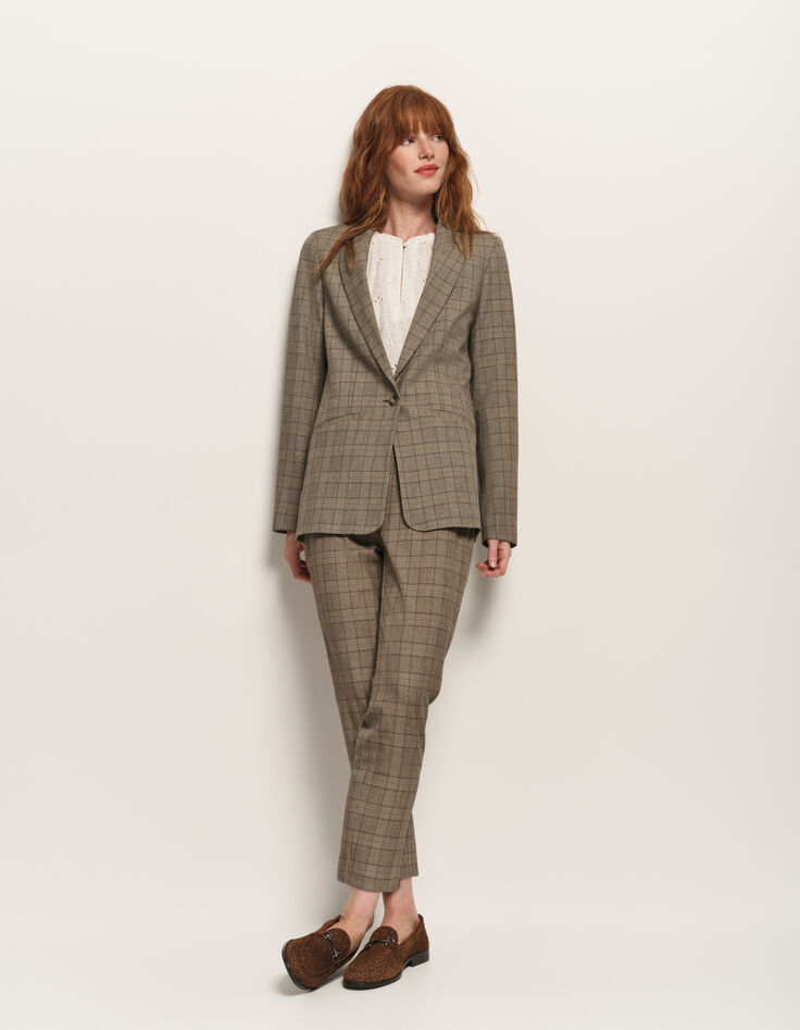 VELMA - Veste de tailleur beige motif prince-de-galles-6 VELMA - Veste de tailleur beige motif prince-de-galles-6