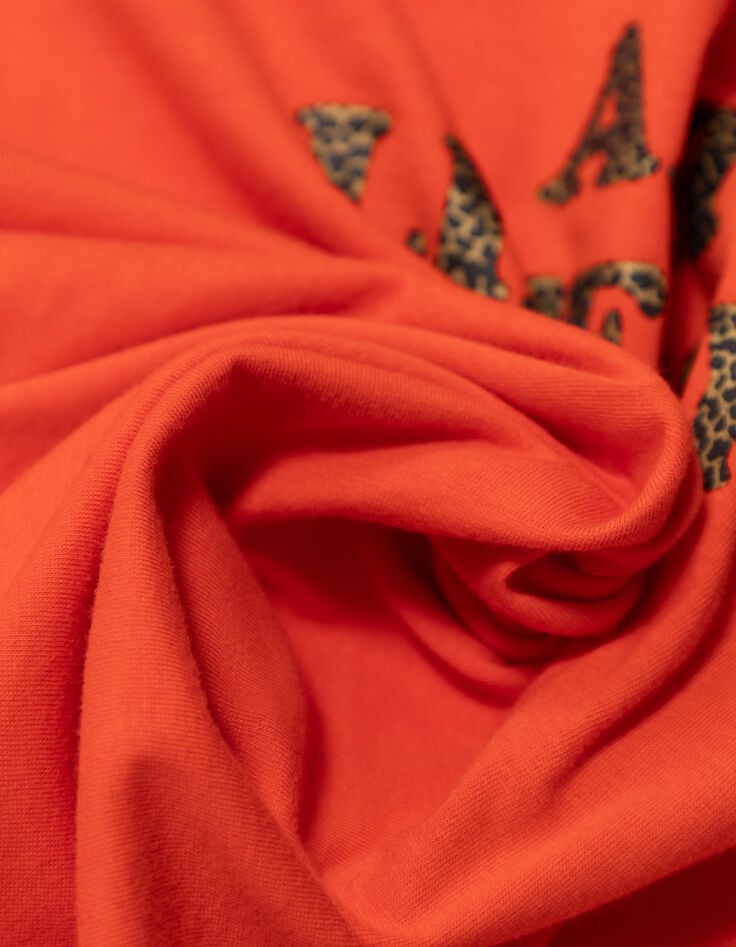 MAGICA - T-shirt orange coton bio message léopard-8 MAGICA - T-shirt orange coton bio message léopard-8
