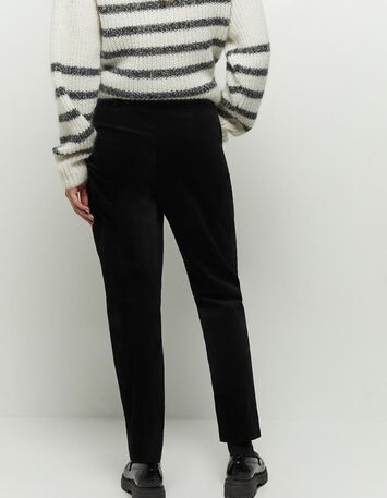POKA - Pantalon city noir en velours ras-3