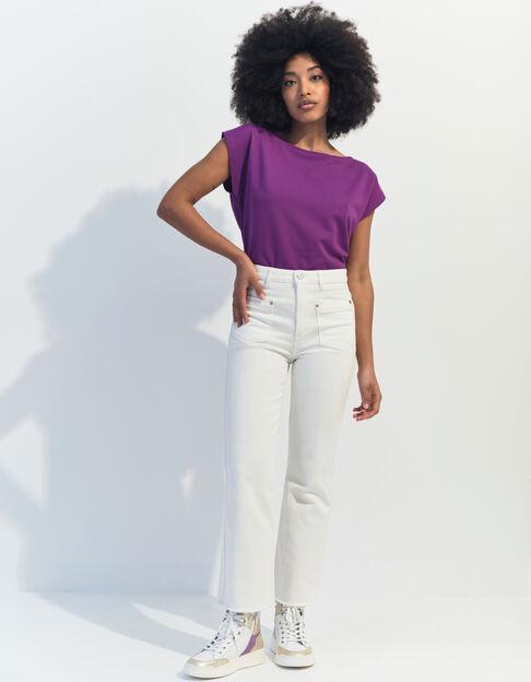 LE KARLIE - Jean bootcut blanc waterless 7/8ème  - One Step