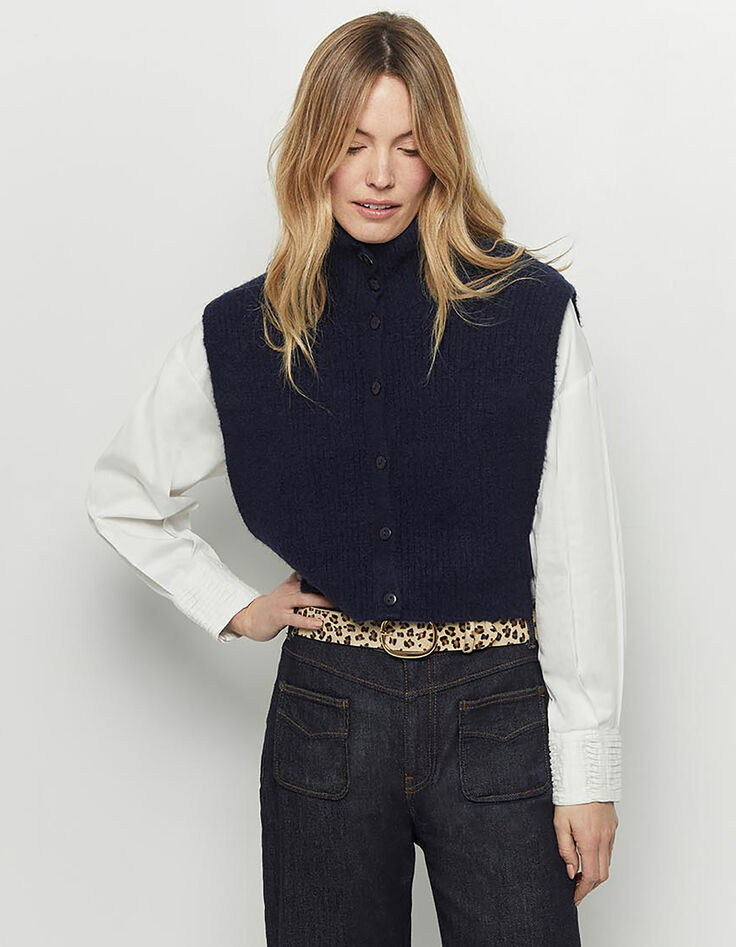 ANGIE - Col camionneur marine en tricot-1