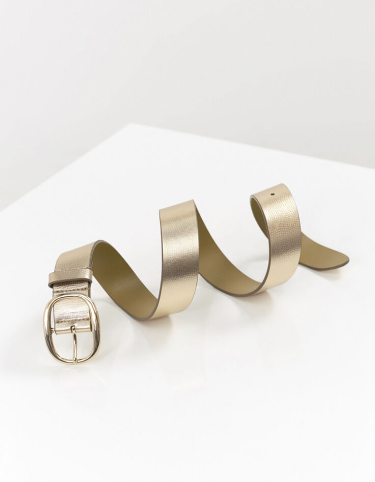ALIA - Ceinture dorée en cuir embossé certifié à boucle-2