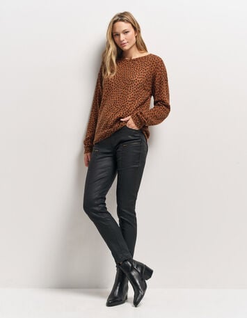 TANAGA - Pull camel tricot motif néo-fauve-6 TANAGA - Pull camel tricot motif néo-fauve-6