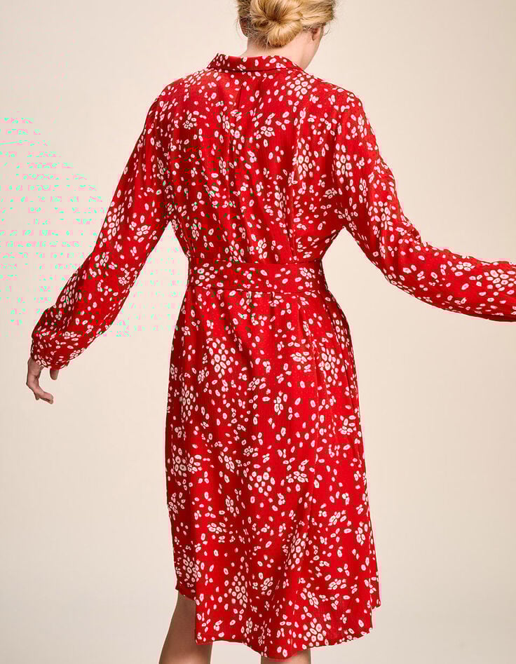 REGATE - Robe chemise midi cerise à imprimé fleurs-3 REGATE - Robe chemise midi cerise à imprimé fleurs-3